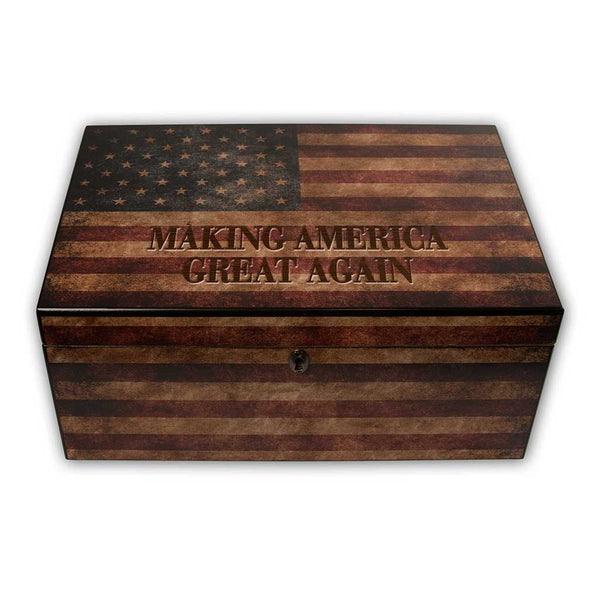Cigar Humidor - American Flag (Personalization Option)
